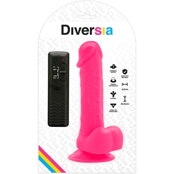 DIVERSIA - FLEXIBLE VIBRATING DILDO 20.5 CM - PINK DIVERSIA - 9