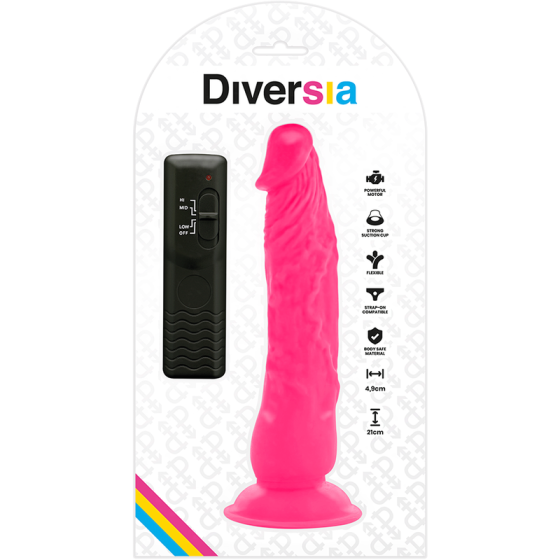 DIVERSIA - FLEXIBLE VIBRATING DILDO 21 CM - PINK DIVERSIA - 9