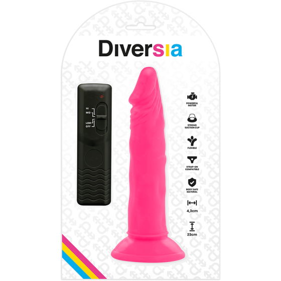 DIVERSIA - FLEXIBLE DILDO WITH VIBRATION 23 CM - PINK DIVERSIA - 9