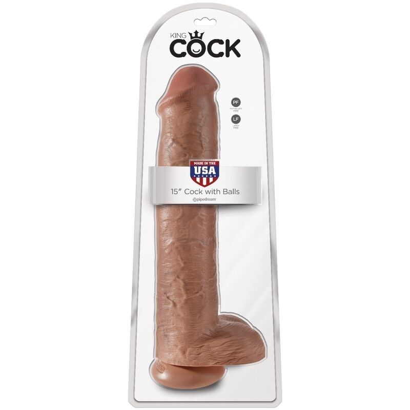 KING COCK - REALISTIC PENIS WITH BALLS 34.2 CM CARAMEL KING COCK - 6