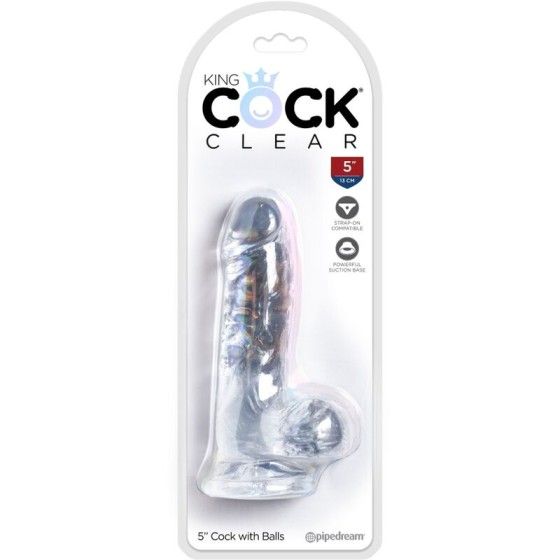 KING COCK - CLEAR REALISTIC PENIS WITH BALLS 10.1 CM TRANSPARENT KING COCK - 5