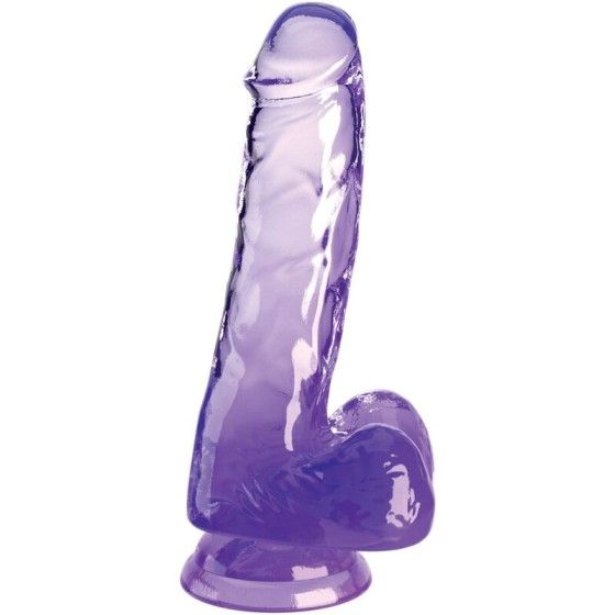 KING COCK - CLEAR REALISTIC PENIS WITH BALLS 13.5 CM PURPLE KING COCK - 1