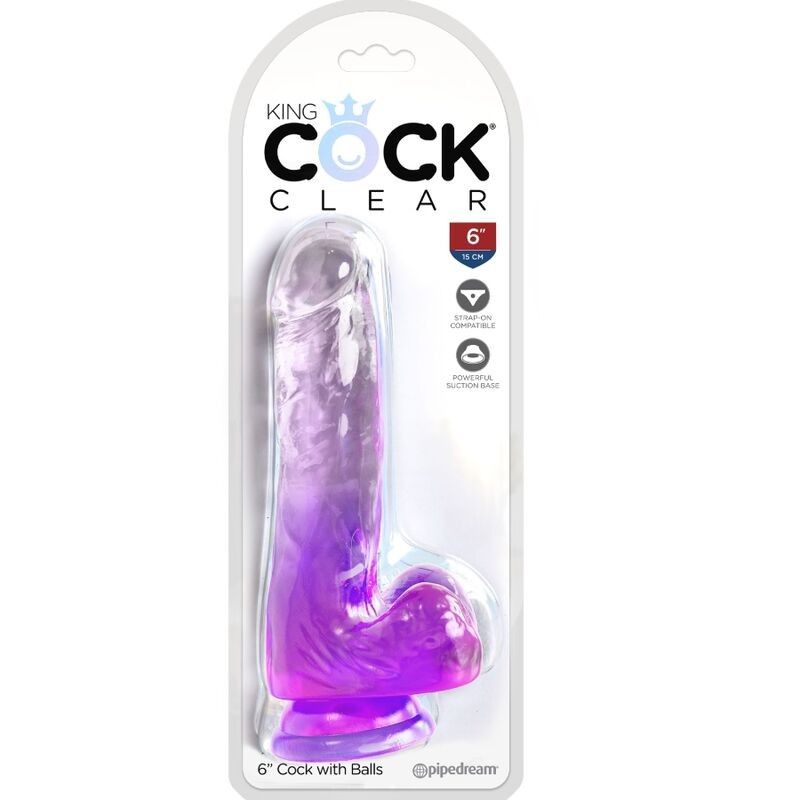 KING COCK - CLEAR REALISTIC PENIS WITH BALLS 13.5 CM PURPLE KING COCK - 2