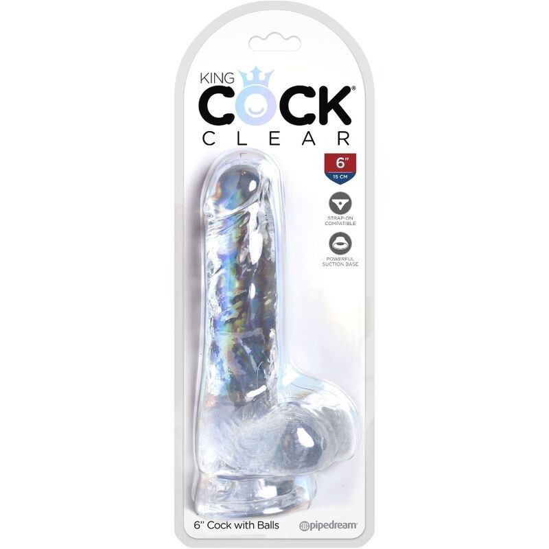 KING COCK - CLEAR REALISTIC PENIS WITH BALLS 13.5 CM TRANSPARENT KING COCK - 5