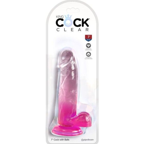 KING COCK - CLEAR REALISTIC PENIS WITH BALLS 15.2 CM PINK KING COCK - 2