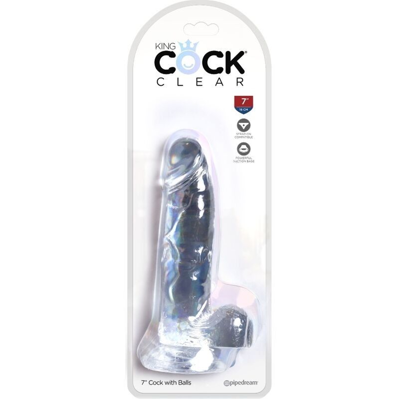 KING COCK - CLEAR REALISTIC PENIS WITH BALLS 15.2 CM TRANSPARENT KING COCK - 5