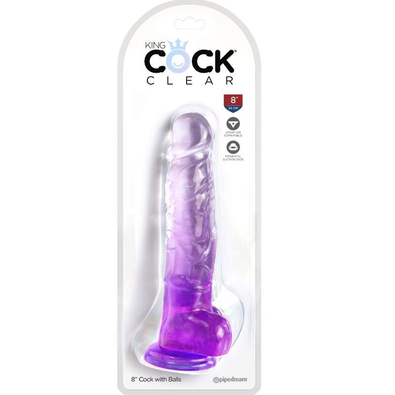 KING COCK - CLEAR REALISTIC PENIS WITH BALLS 16.5 CM PURPLE KING COCK - 2