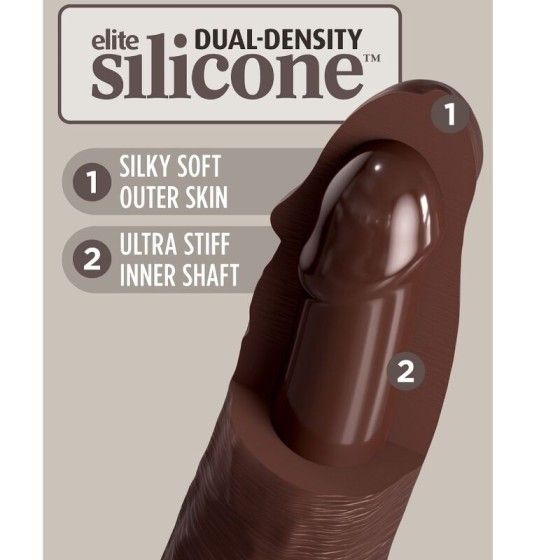 KING COCK - ELITE REALISTIC SILICONE DILDO 17.8 CM BROWN KING COCK - 4