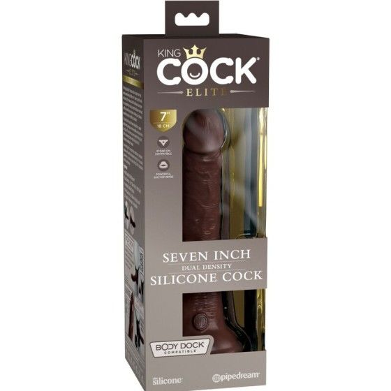 KING COCK - ELITE REALISTIC SILICONE DILDO 17.8 CM BROWN KING COCK - 5