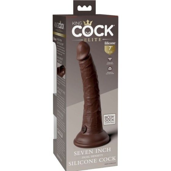 KING COCK - ELITE REALISTIC SILICONE DILDO 17.8 CM BROWN KING COCK - 6