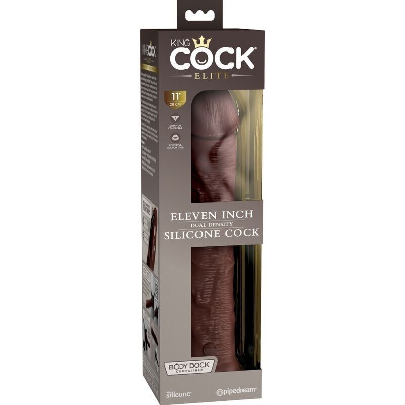 KING COCK - ELITE REALISTIC SILICONE DILDO 28 CM BROWN KING COCK - 5