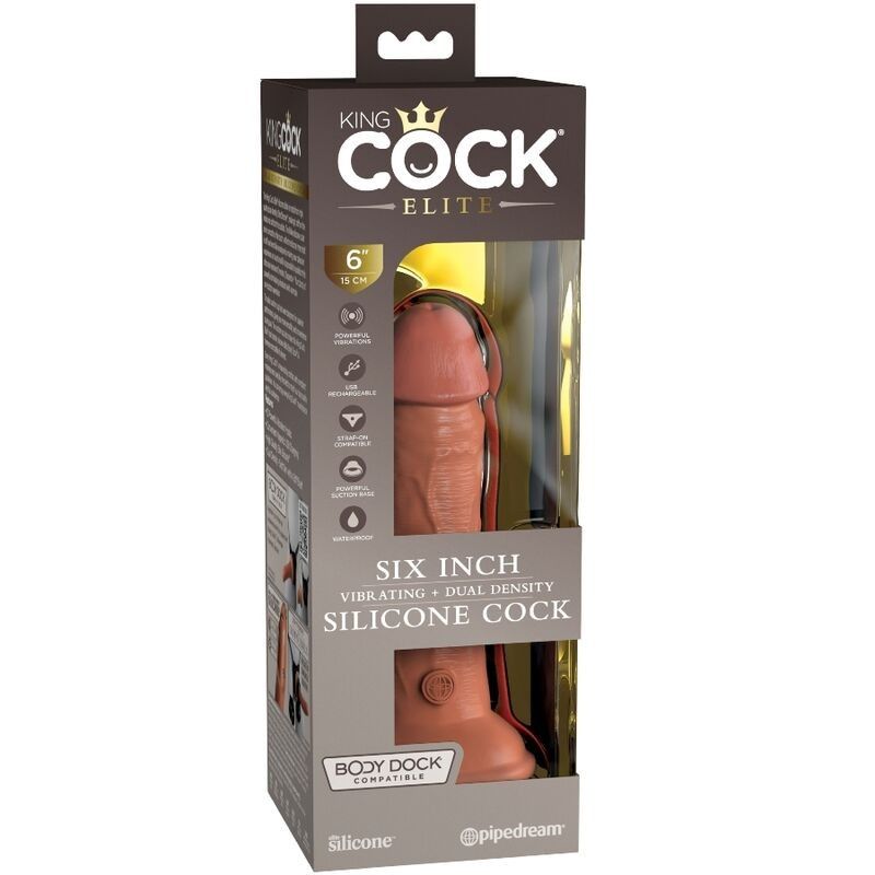 KING COCK - ELITE REALISTIC DILDO VIBRATING & SILICONE 15.2 CM CARAMEL KING COCK - 6