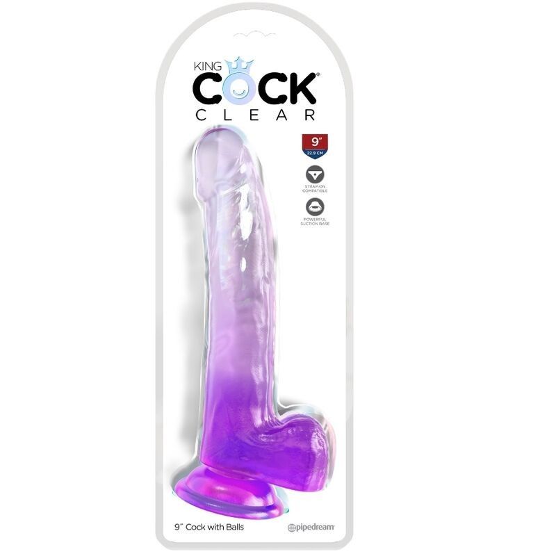 KING COCK - CLEAR DILDO WITH TESTICLES 20.3 CM PURPLE KING COCK - 2
