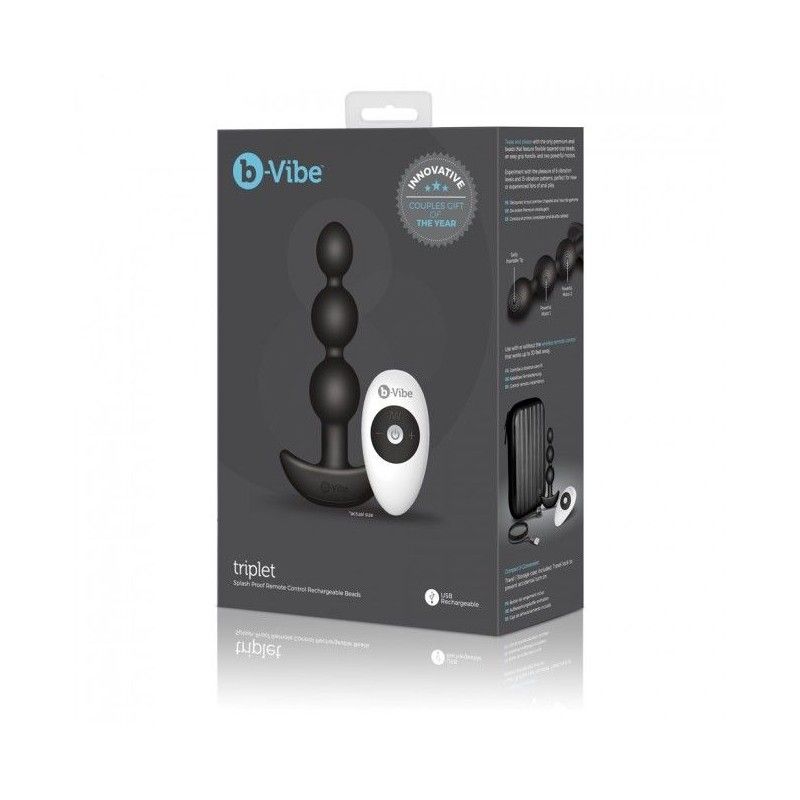 B-VIBE - TRIPLET ANAL REMOTE CONTROL BEADS BLACK B-VIBE - 7