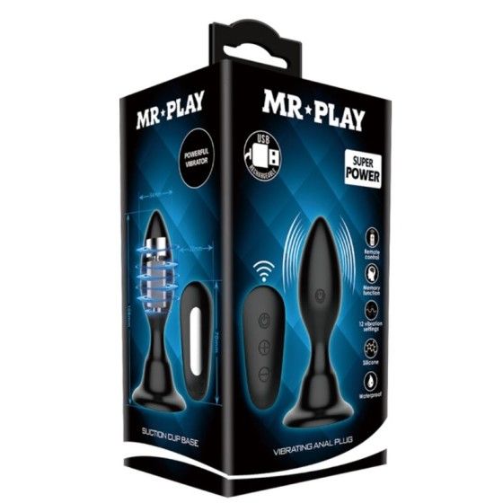 MR PLAY - ANAL PLUG WITH VIBRATION BLACK REMOTE CONTROL MR PLAY - 9