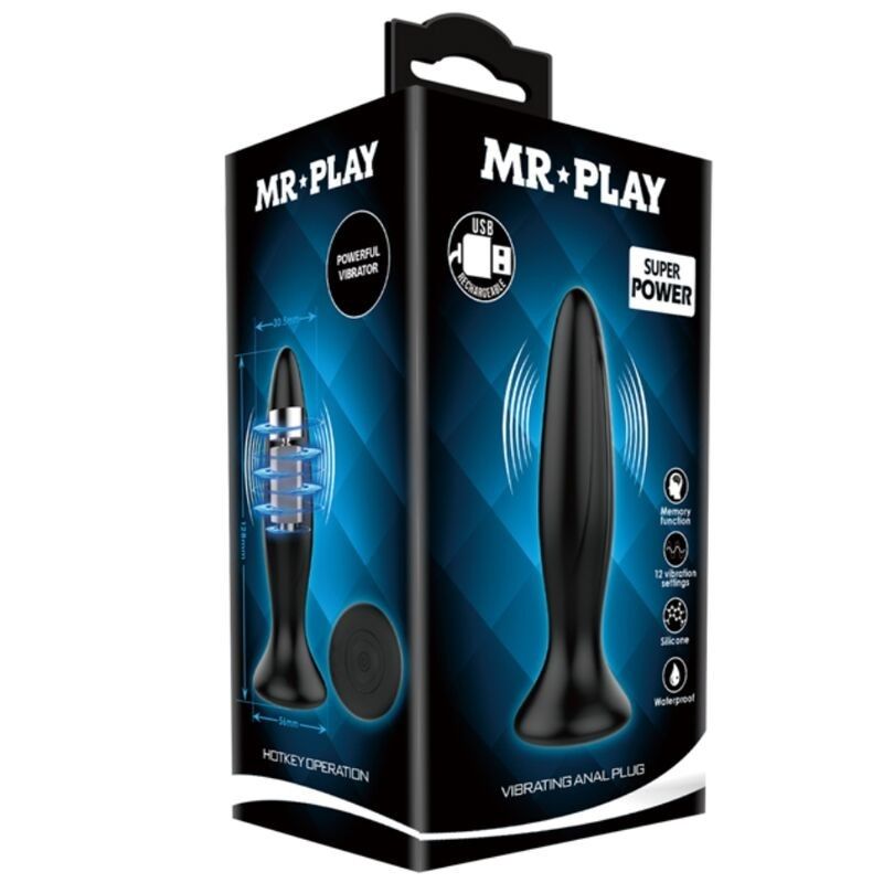 MR PLAY - RECHARGEABLE BLACK VIBRATOR ANAL PLUG MR PLAY - 7