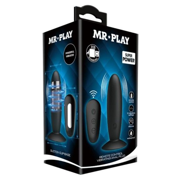 MR PLAY - ANAL PLUG WITH VIBRATION BLACK REMOTE CONTROL MR PLAY - 8