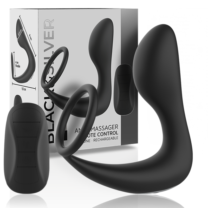 BLACK&SILVER - REMOTE CONTROL ANAL MASSAGER RECHARGEABLE SILICONE BLACK BLACK&SILVER - 2