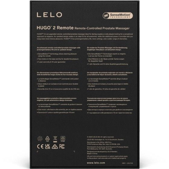 LELO - HUGO 2 PROSTATE MASSAGER REMOTE CONTROL BLACK LELO - 4