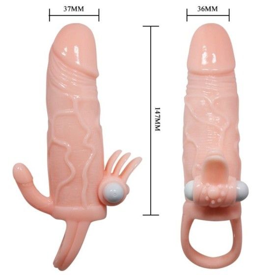 BAILE - BRAVE MAN PENIS COVER WITH CLIT AND ANAL STIMULATION FLESH 16.5 CM BAILE FOR HIM - 9