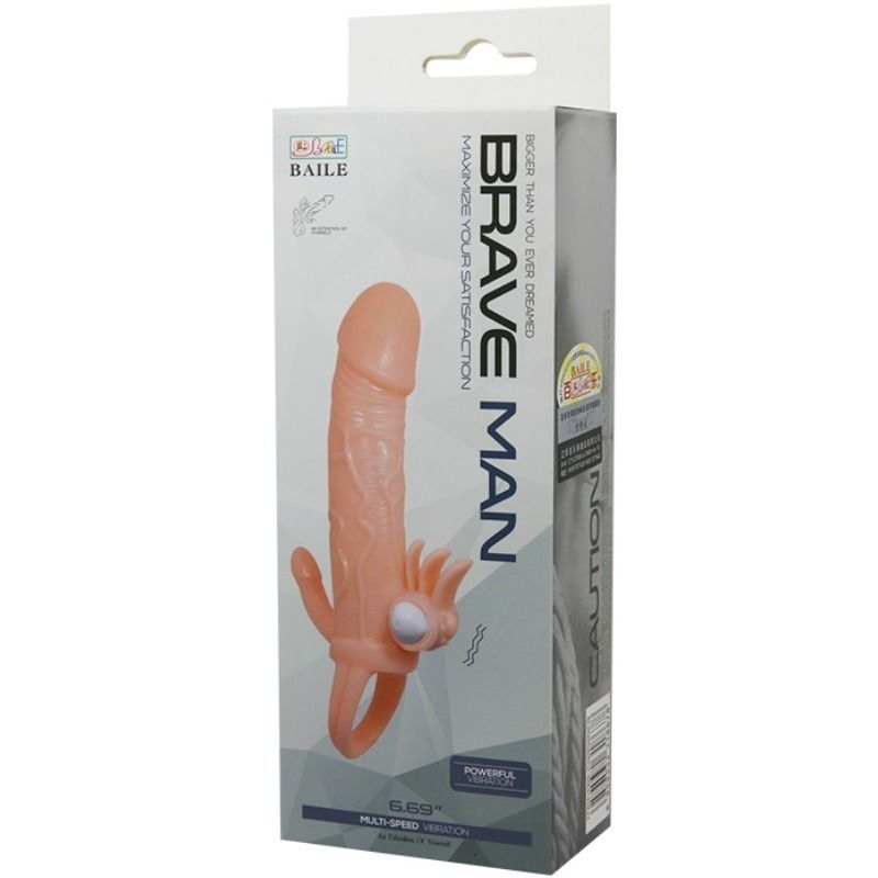 BAILE - BRAVE MAN PENIS COVER WITH CLIT AND ANAL STIMULATION FLESH 16.5 CM BAILE FOR HIM - 10