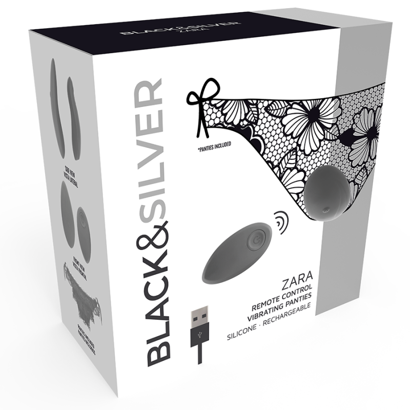 BLACK&SILVER - ZARA REMOTE CONTROL STIMULATOR WITH FREE PANTY BLACK&SILVER - 6