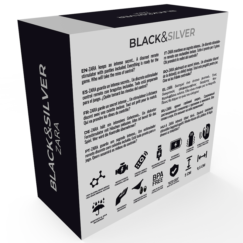 BLACK&SILVER - ZARA REMOTE CONTROL STIMULATOR WITH FREE PANTY BLACK&SILVER - 7