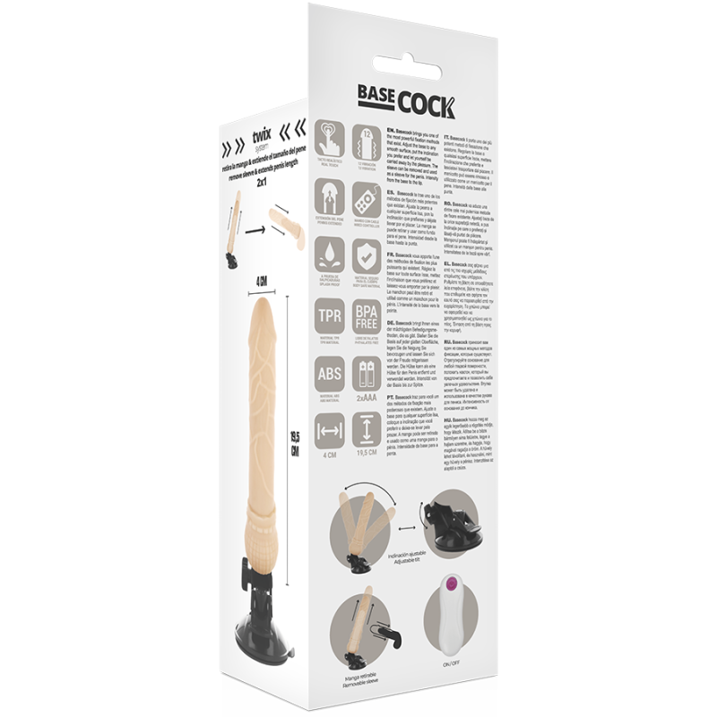 BASECOCK -  REALISTIC VIBRATOR REMOTE CONTROL FLESH 19.5 CM BASECOCK - 5