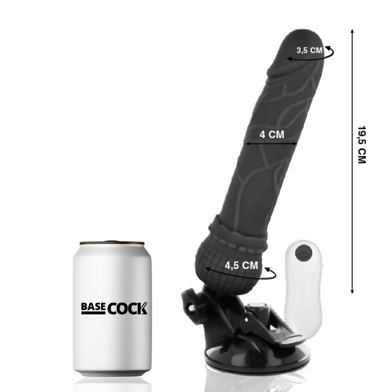 BASECOCK - REALISTIC VIBRATOR REMOTE CONTROL BLACK 19.5 CM BASECOCK - 2