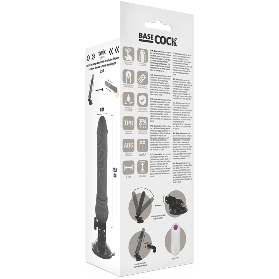 BASECOCK - REALISTIC VIBRATOR REMOTE CONTROL BLACK 19.5 CM BASECOCK - 6