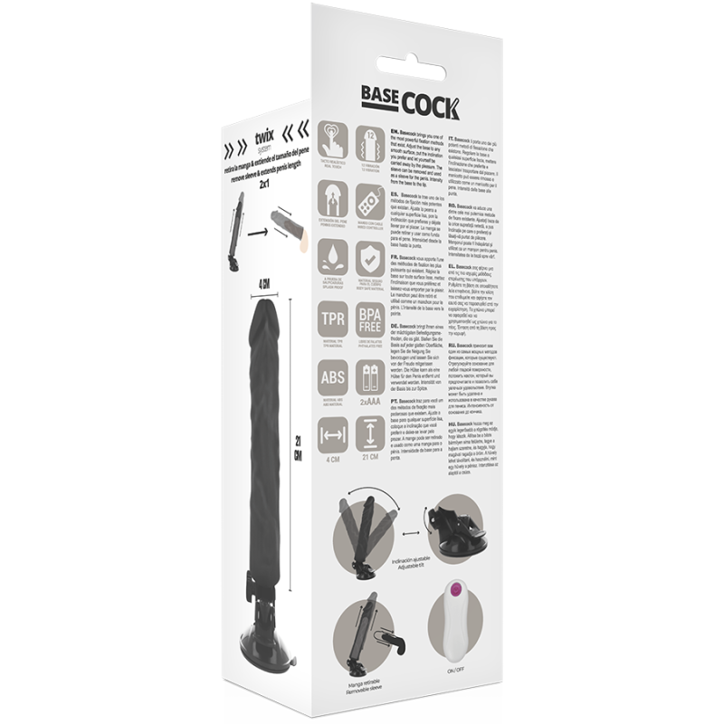 BASECOCK -  REALISTIC VIBRATOR REMOTE CONTROL BLACK 21 CM BASECOCK - 5