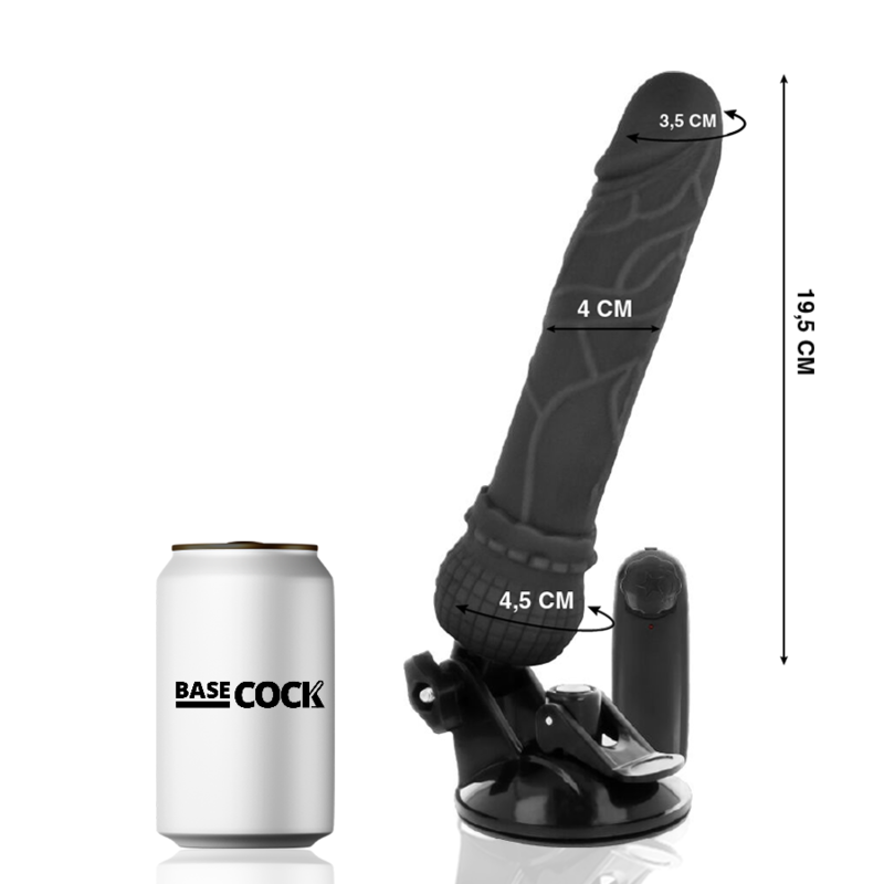 BASECOCK - REALISTIC VIBRATOR REMOTE CONTROL BLACK 19.5 CM BASECOCK - 2