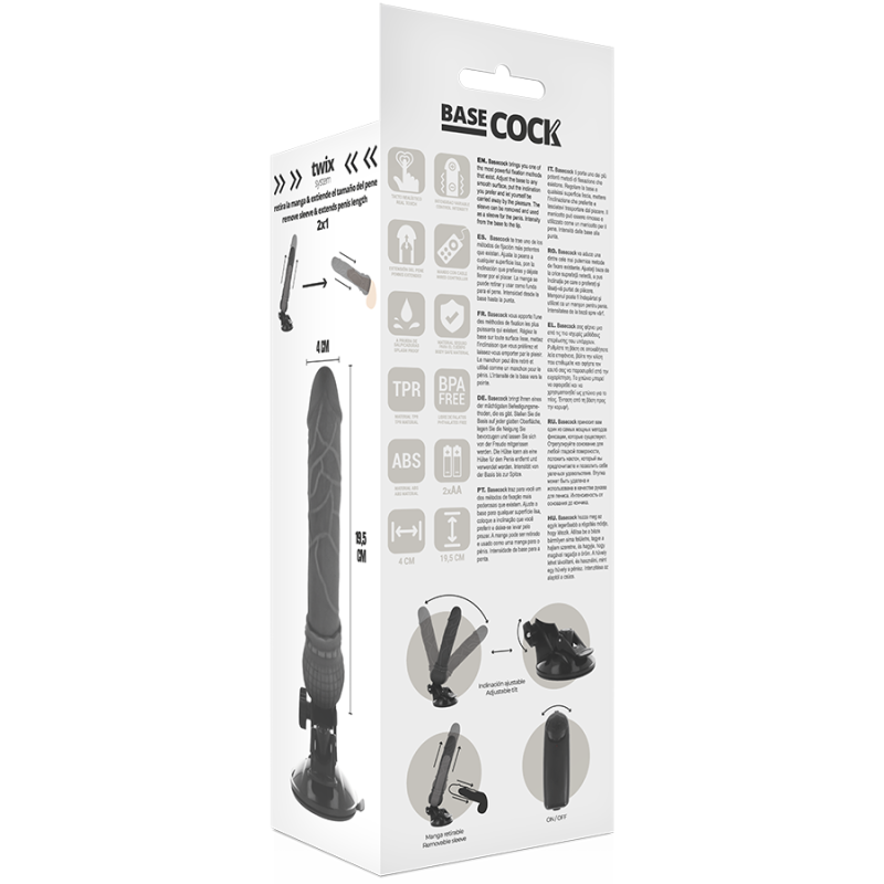 BASECOCK - REALISTIC VIBRATOR REMOTE CONTROL BLACK 19.5 CM BASECOCK - 6