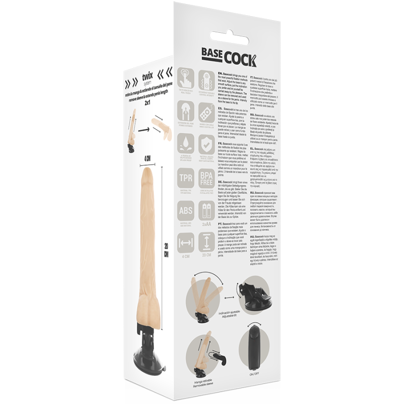 BASECOCK - REALISTIC NATURAL REMOTE CONTROL VIBRATOR WITH TESTICLES 20 CM BASECOCK - 6