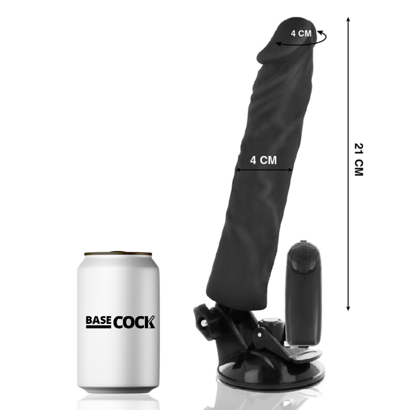 BASECOCK - REALISTIC VIBRATOR REMOTE CONTROL BLACK 21 CM BASECOCK - 2