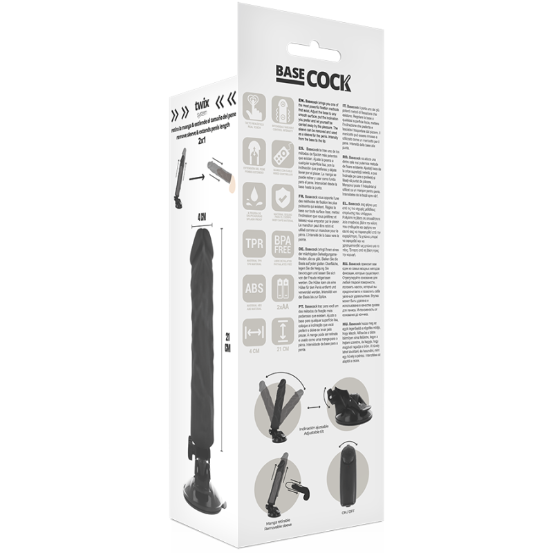 BASECOCK - REALISTIC VIBRATOR REMOTE CONTROL BLACK 21 CM BASECOCK - 6