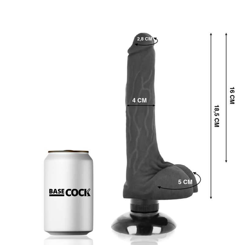 BASECOCK - REALISTIC VIBRATOR 2-1 BLACK 18.5 CM BASECOCK - 2