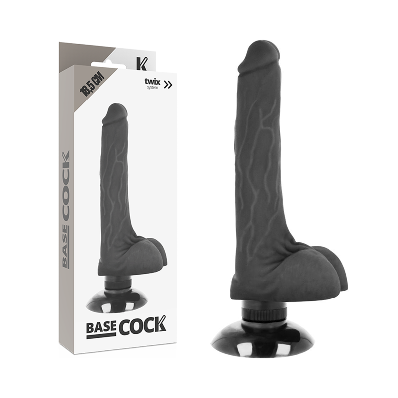 BASECOCK - REALISTIC VIBRATOR 2-1 BLACK 18.5 CM BASECOCK - 3