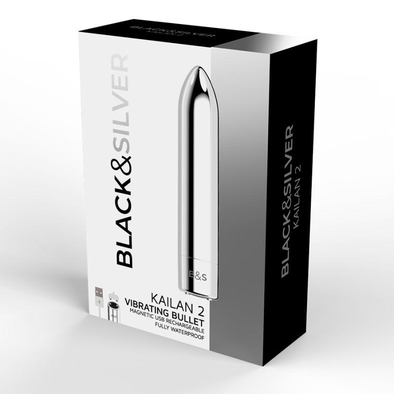 BLACK&SILVER - KAILAN 2 SILVER VIBRATING MAGNETIC BULLET BLACK&SILVER - 5