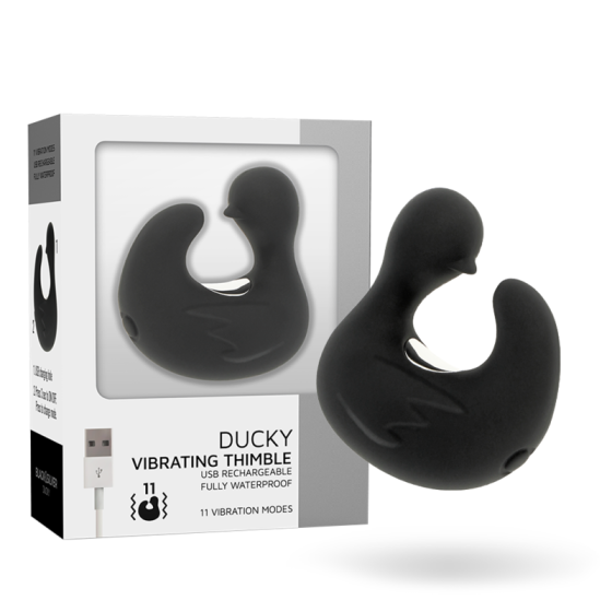 BLACK&SILVER - DUCKYMANIA RECHARGEABLE SILICONE STIMULATING DUCK THIMBLE BLACK&SILVER - 1