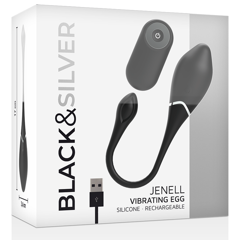 BLACK&SILVER - JENELL RECHARGEABLE VIBRATING EGG BLACK&SILVER - 2