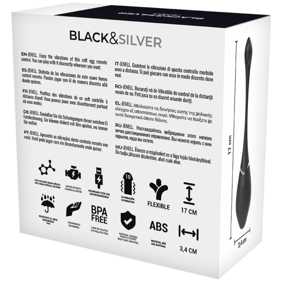 BLACK&SILVER - JENELL RECHARGEABLE VIBRATING EGG BLACK&SILVER - 4