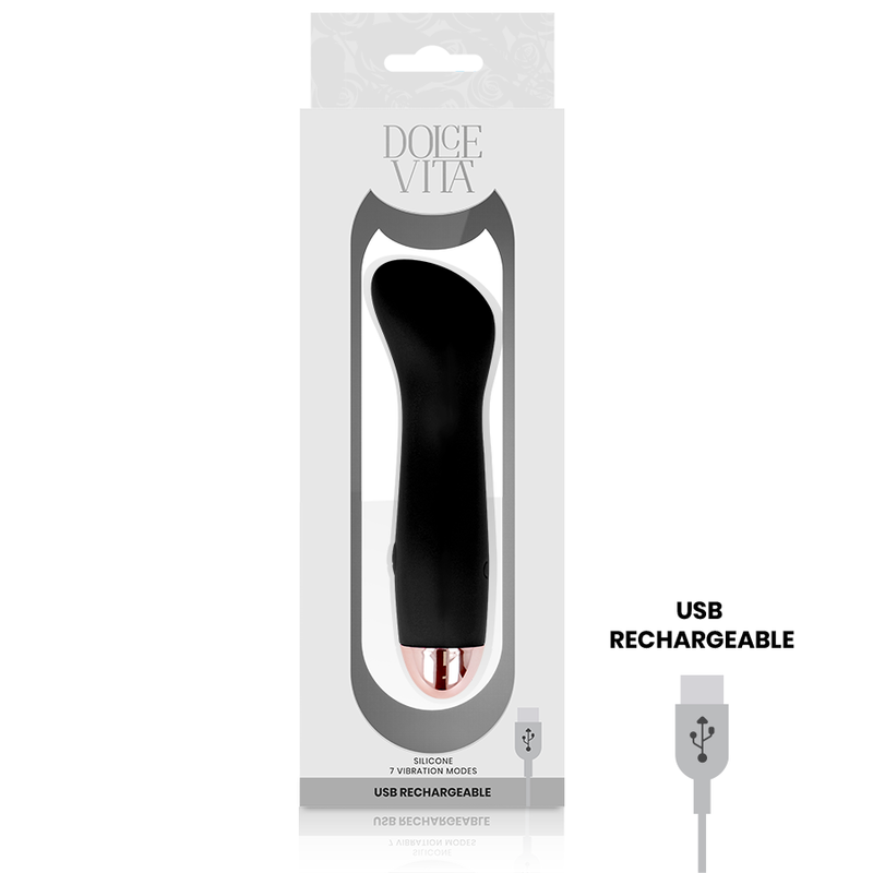 DOLCE VITA - RECHARGEABLE VIBRATOR ONE BLACK 7 SPEED DOLCE VITA - 4