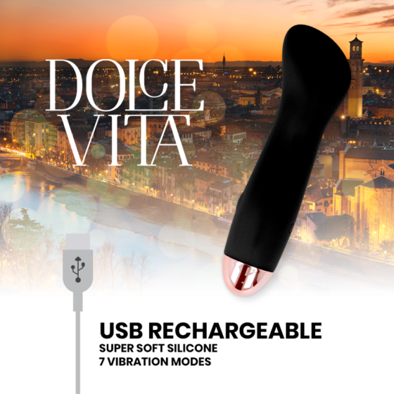 DOLCE VITA - RECHARGEABLE VIBRATOR ONE BLACK 7 SPEED DOLCE VITA - 5