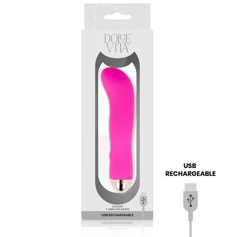 DOLCE VITA - RECHARGEABLE VIBRATOR TWO PINK 7 SPEEDS DOLCE VITA - 4