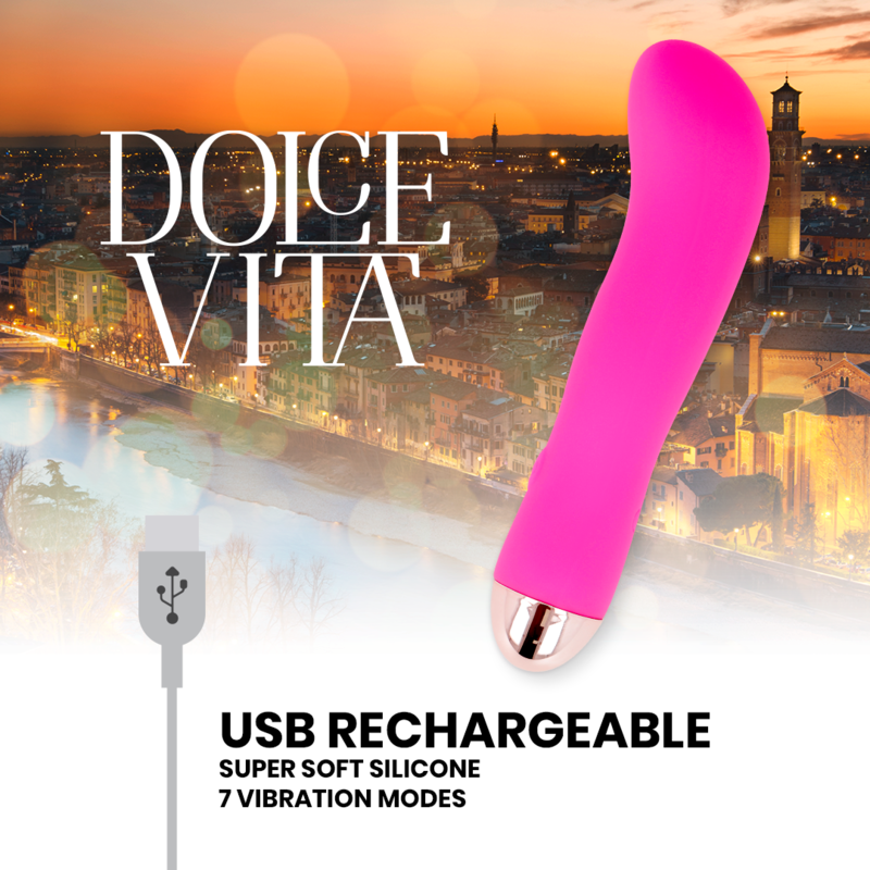DOLCE VITA - RECHARGEABLE VIBRATOR TWO PINK 7 SPEEDS DOLCE VITA - 5