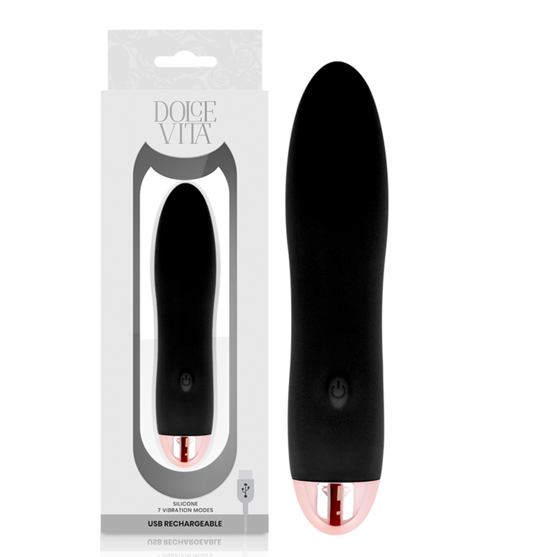 DOLCE VITA - RECHARGEABLE VIBRATOR FOUR BLACK 7 SPEEDS DOLCE VITA - 1