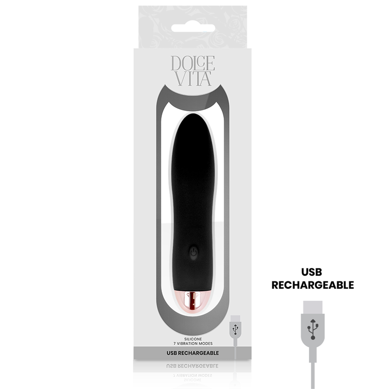 DOLCE VITA - RECHARGEABLE VIBRATOR FOUR BLACK 7 SPEEDS DOLCE VITA - 3