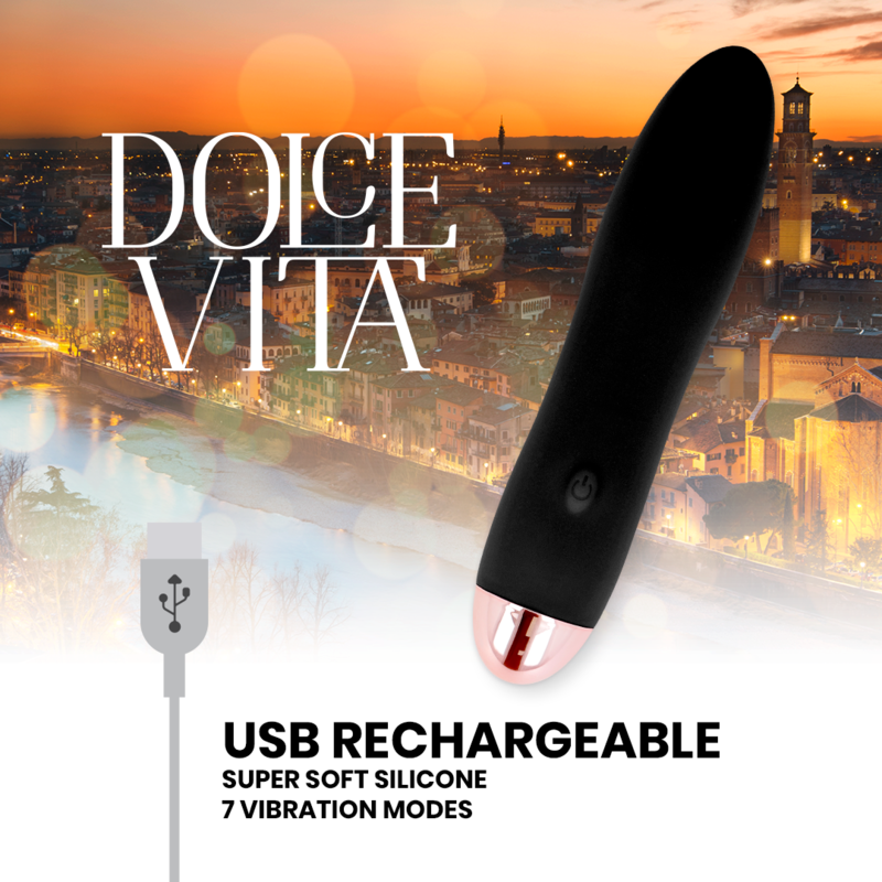 DOLCE VITA - RECHARGEABLE VIBRATOR FOUR BLACK 7 SPEEDS DOLCE VITA - 4