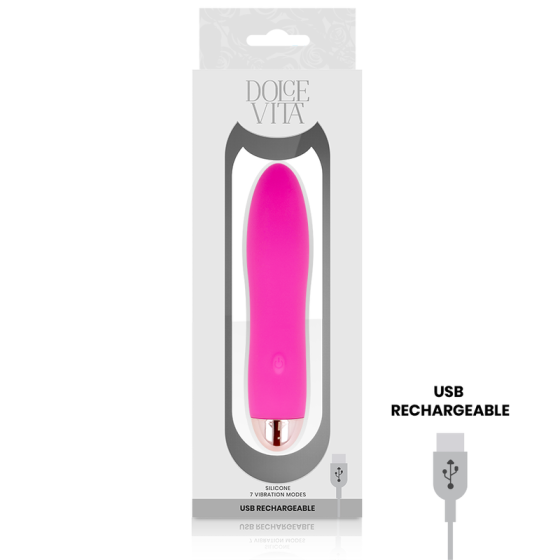 DOLCE VITA - RECHARGEABLE VIBRATOR FOUR PINK 7 SPEEDS DOLCE VITA - 3